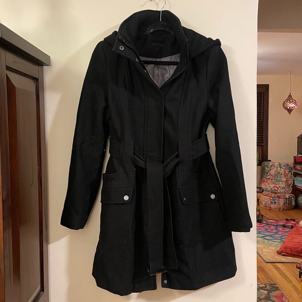 Calvin Klein Wool-blend Hooded/Belted Coat